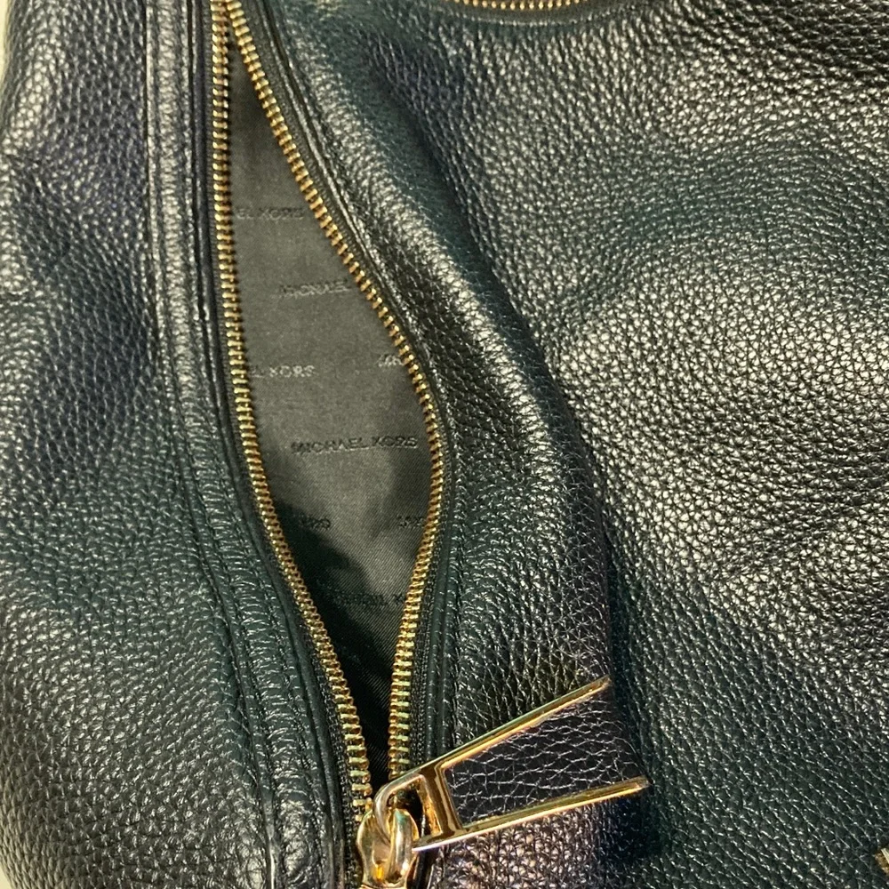Michael Kors Matilda Black Pebbled Leather Handbag with Gold Accents 12 X 14”